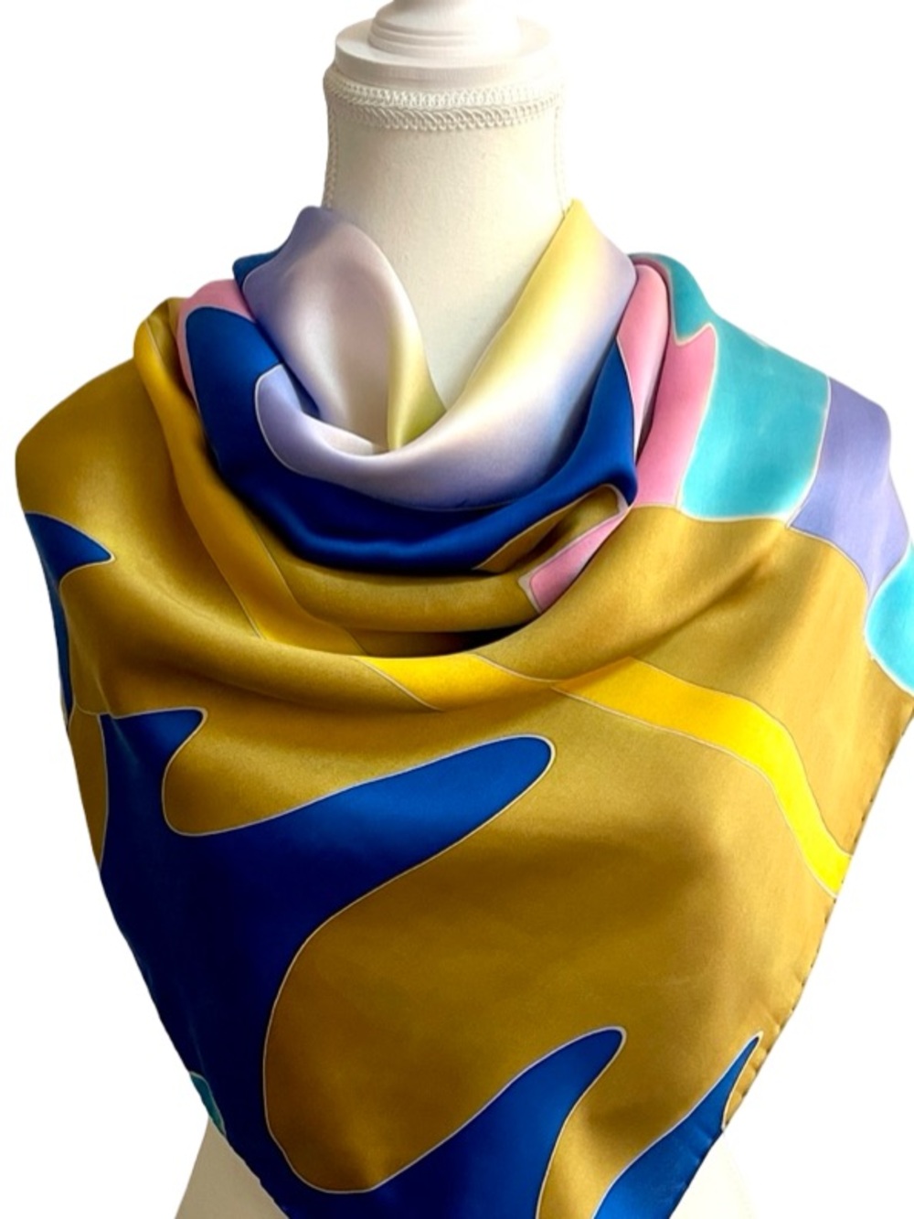Abstract Art Oversized Silk Feel Scarf 42 x 44